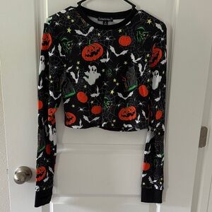 Dolls Kill Halloween Long Sleeve Thermal Crop Top